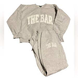 The Bar Varsity Sweatshirt and Sweatpants Joggers Lounge Set Size L
